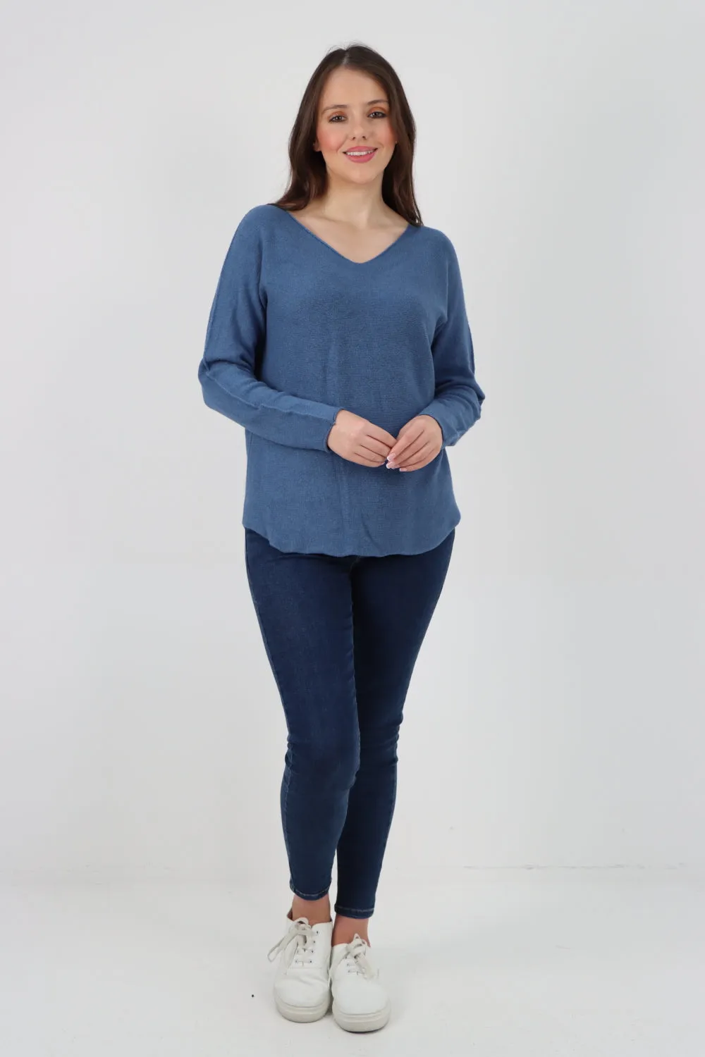Knitted Jumper V Neck Basic Sweater Top