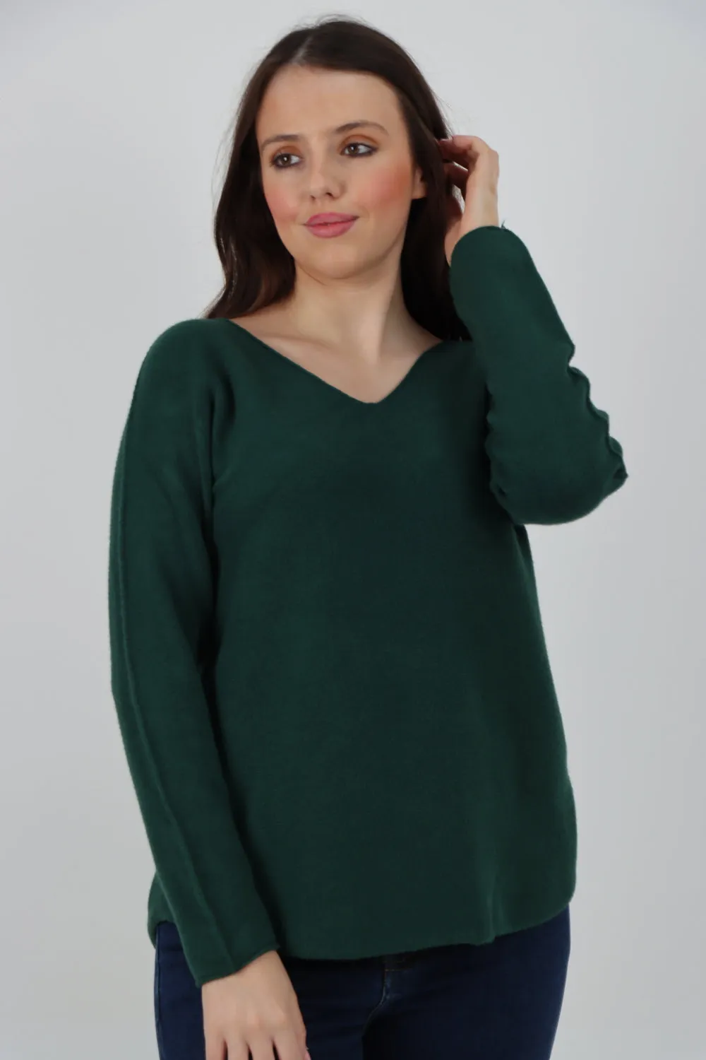 Knitted Jumper V Neck Basic Sweater Top