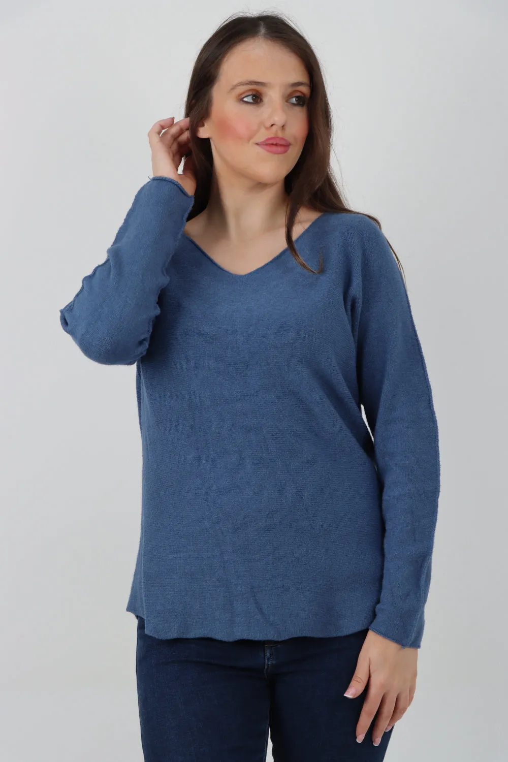 Knitted Jumper V Neck Basic Sweater Top