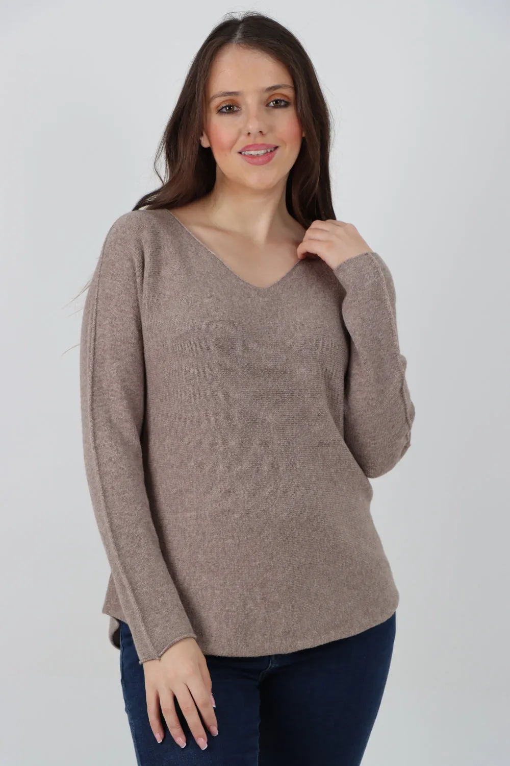 Knitted Jumper V Neck Basic Sweater Top