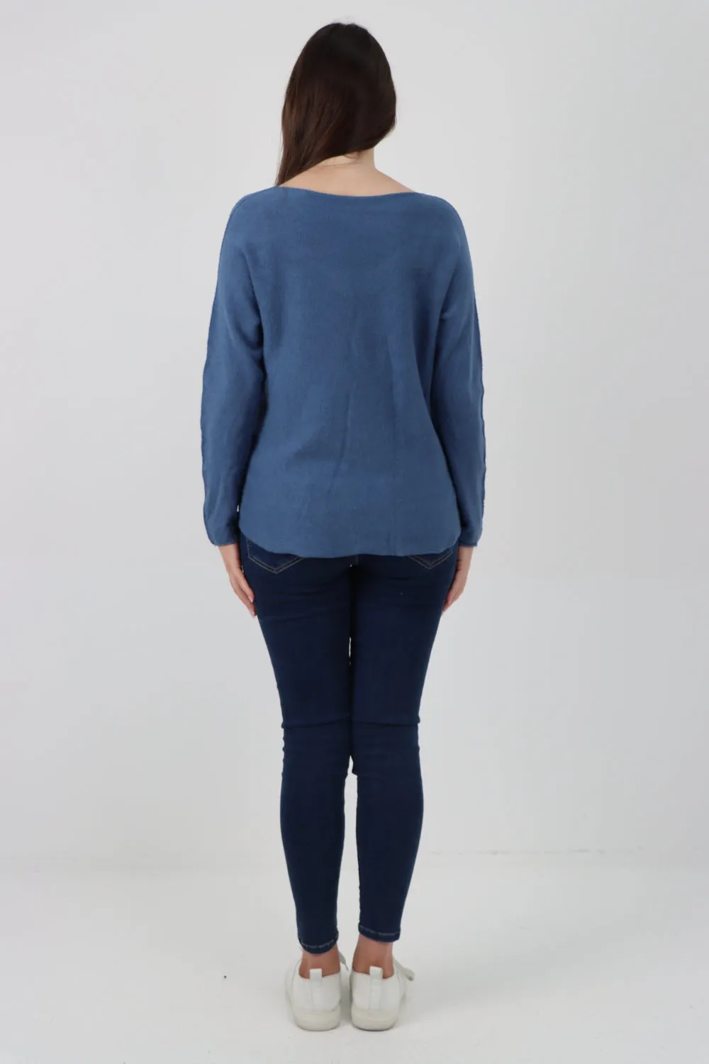 Knitted Jumper V Neck Basic Sweater Top