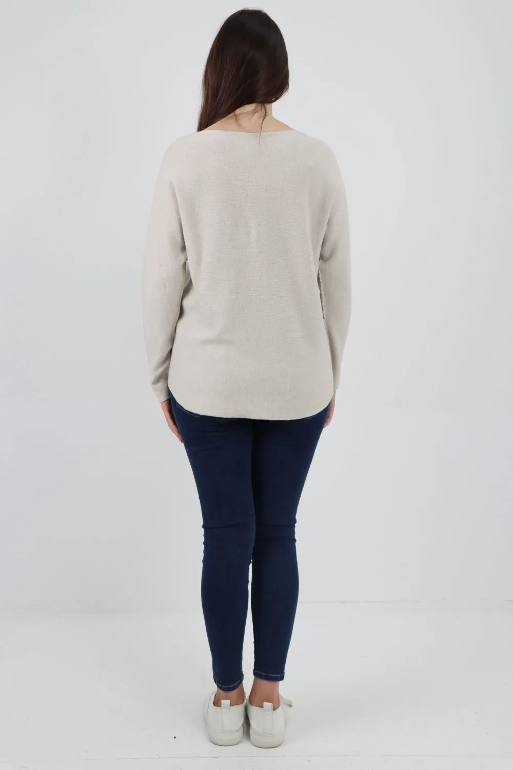 Knitted Jumper V Neck Basic Sweater Top