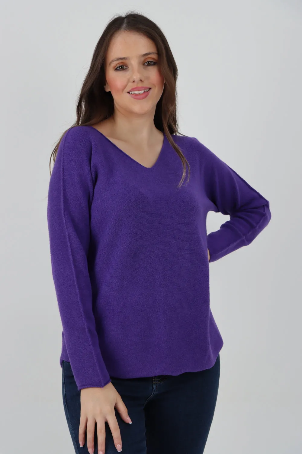 Knitted Jumper V Neck Basic Sweater Top