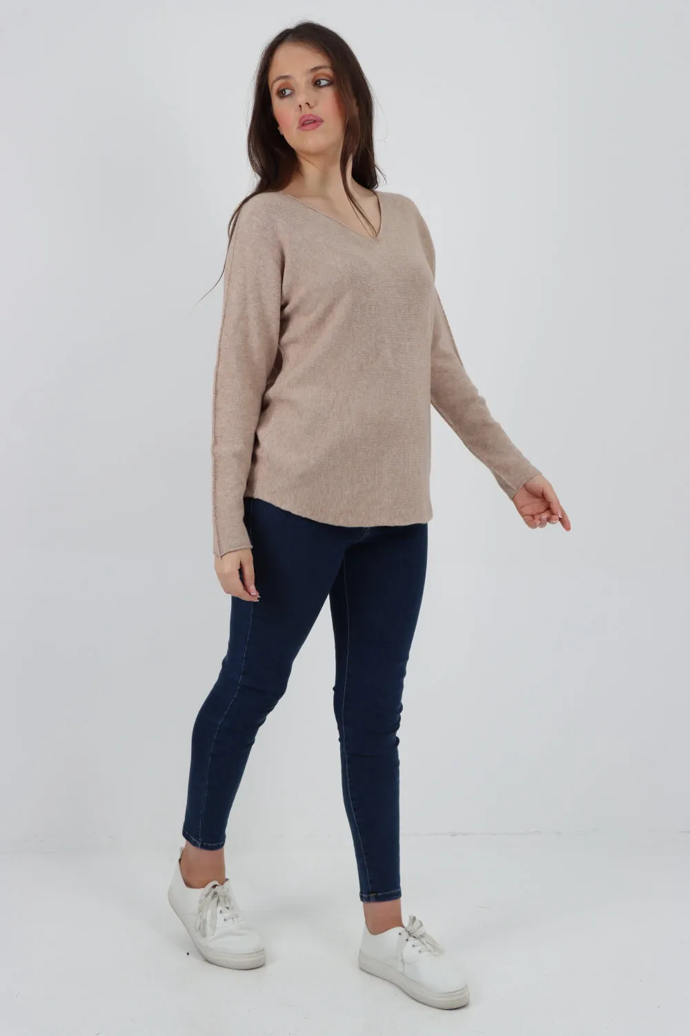 Knitted Jumper V Neck Basic Sweater Top