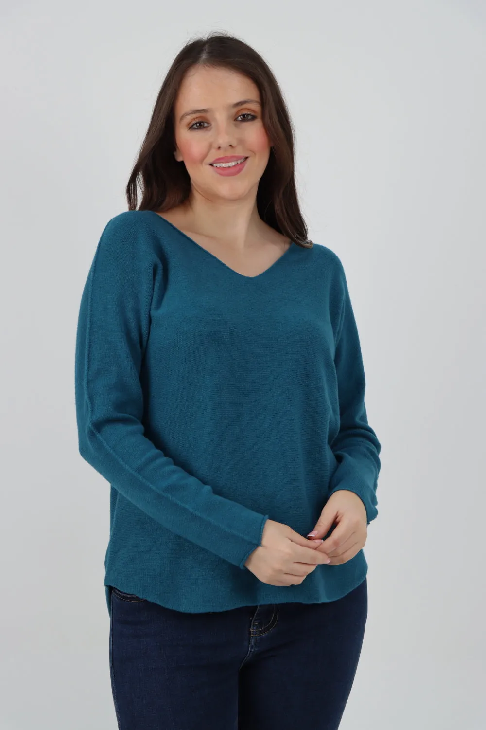 Knitted Jumper V Neck Basic Sweater Top
