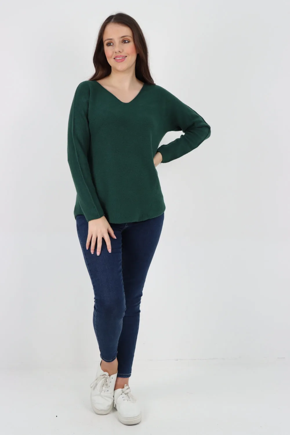 Knitted Jumper V Neck Basic Sweater Top