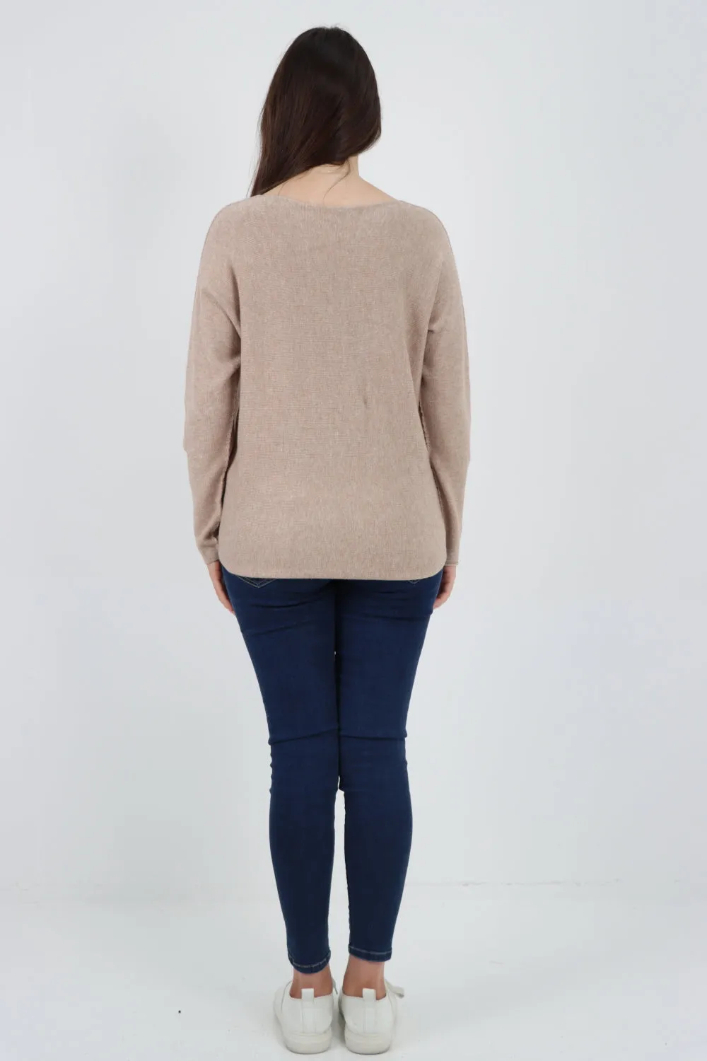 Knitted Jumper V Neck Basic Sweater Top