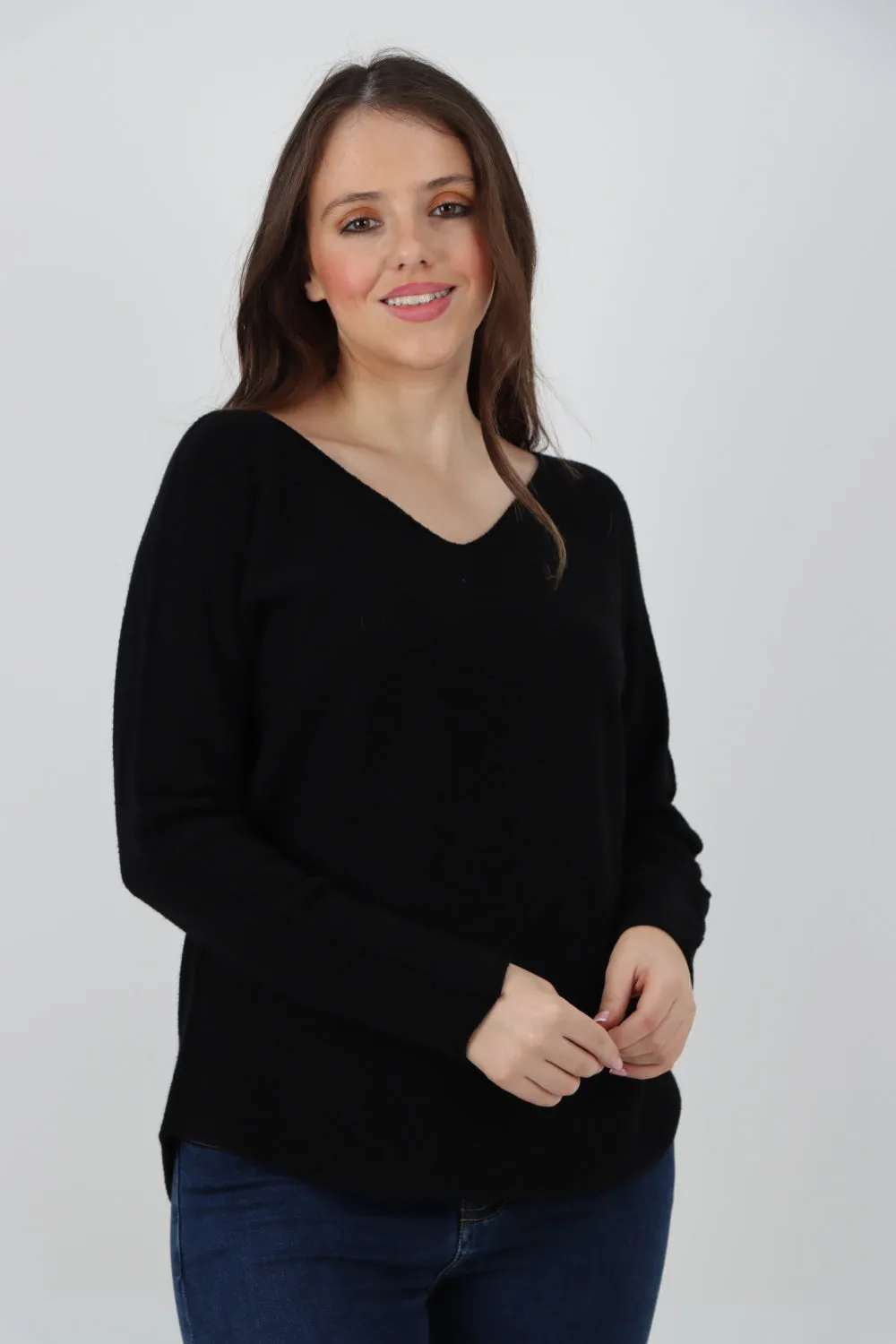 Knitted Jumper V Neck Basic Sweater Top