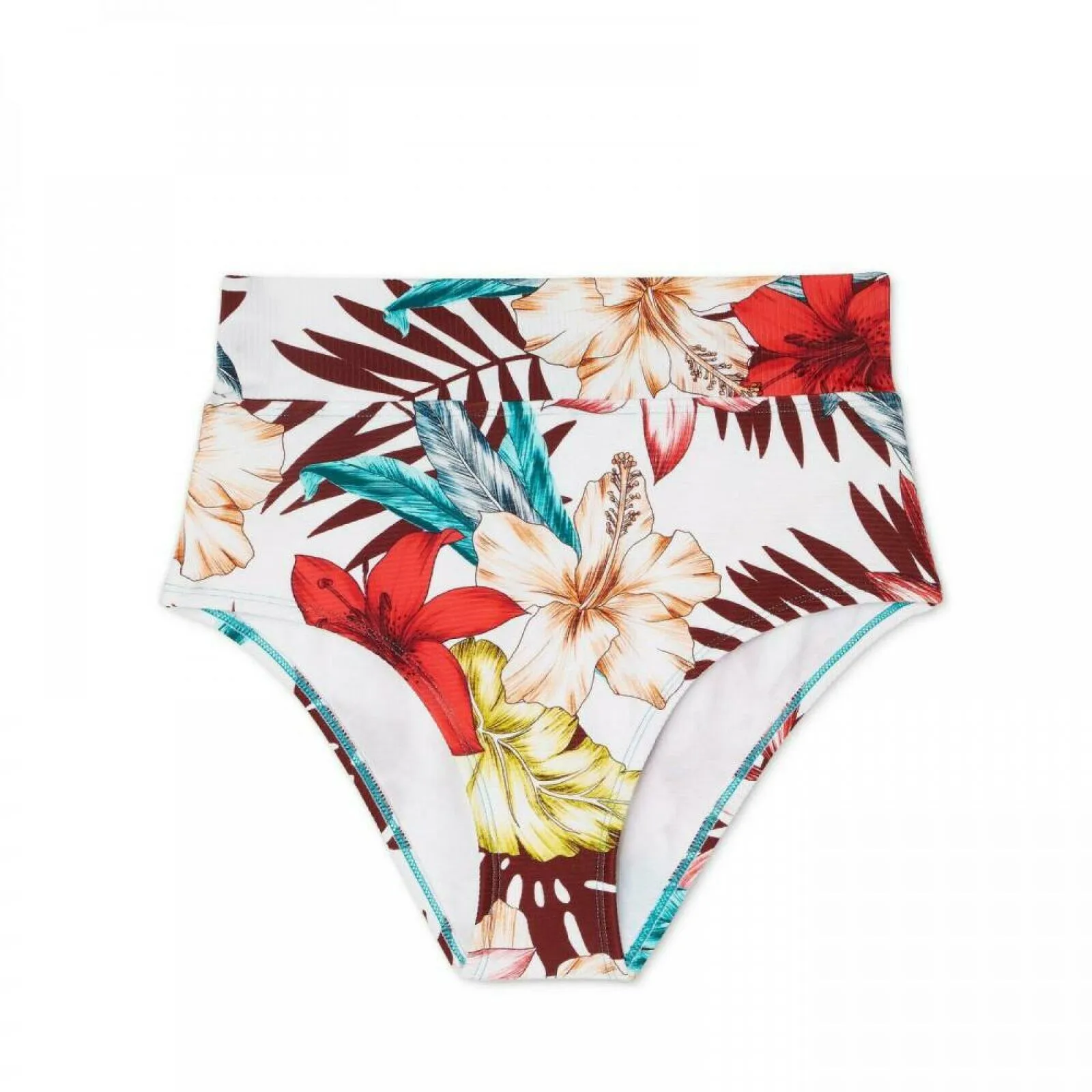 Kona Sol Women's Ribbed Medium Coverage High Waist Bikini Bottom