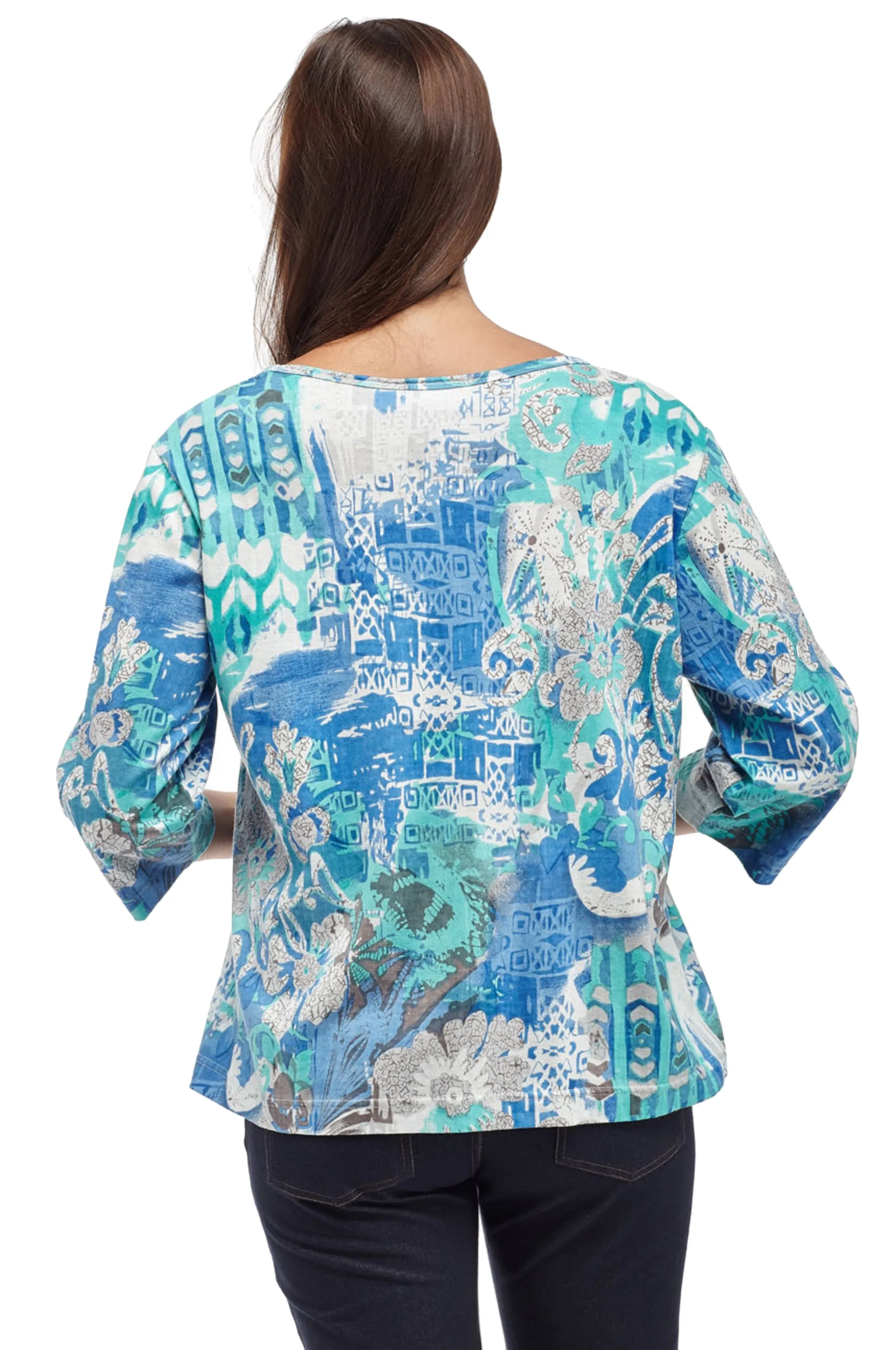 La Cera Multi Printed Tunic Top