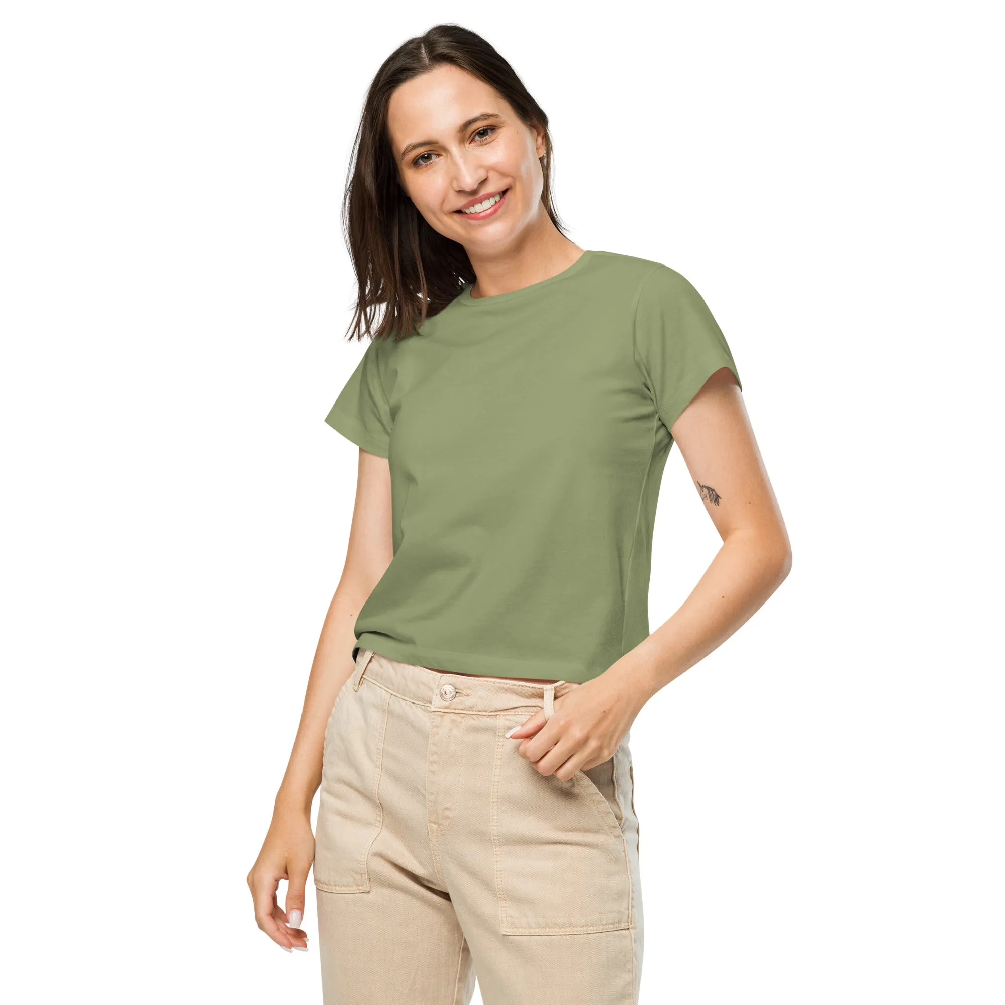 Ladies high-waisted Crew Neck T-shirt