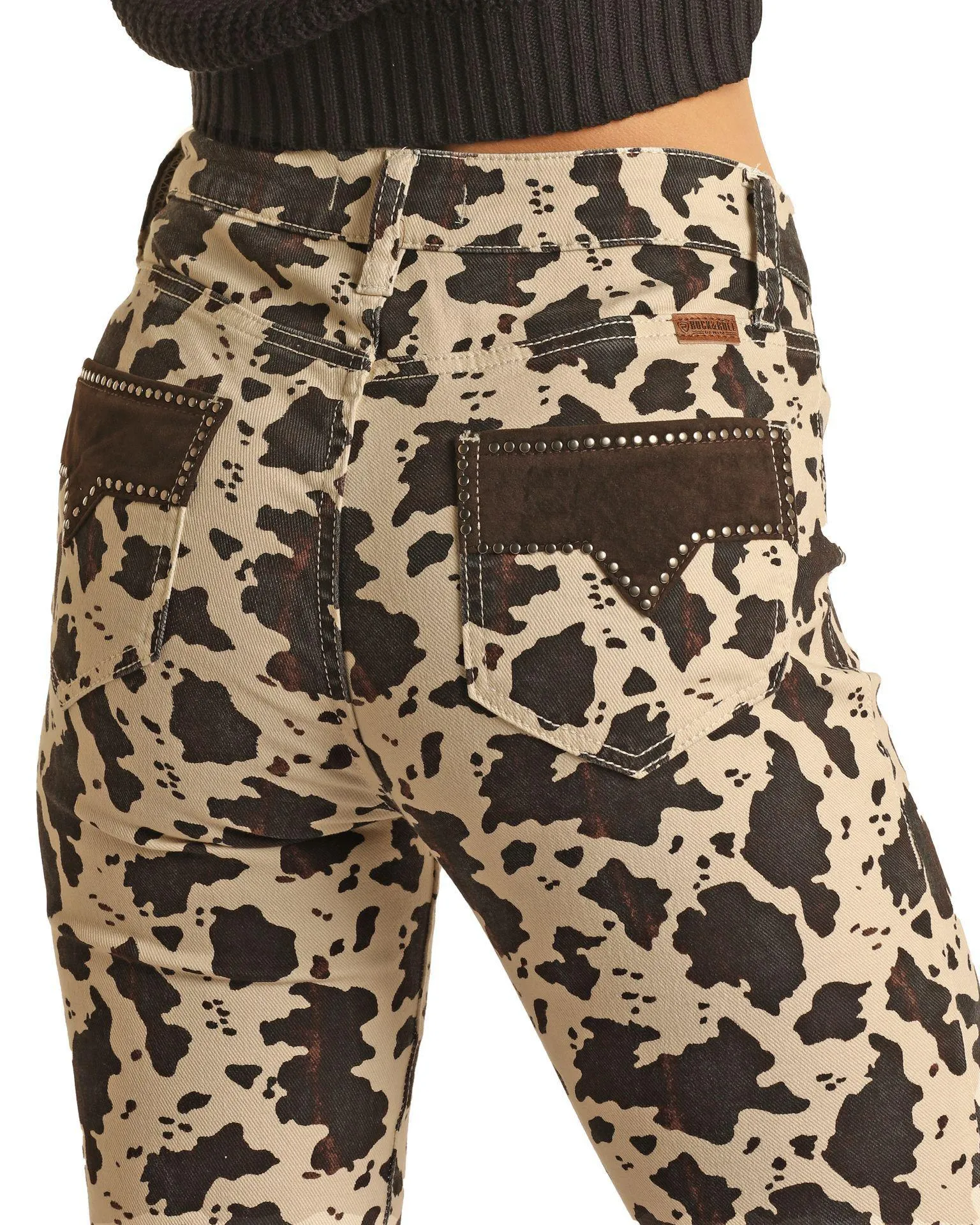 LADIES ROCK & ROLL DENIM COW PRINT BARGAIN BELL