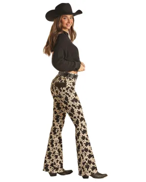 LADIES ROCK & ROLL DENIM COW PRINT BARGAIN BELL
