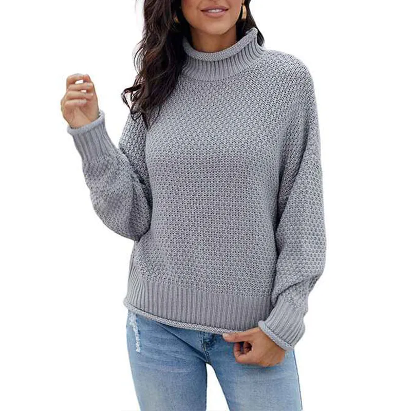 Ladies Turtlenecks Winter Womens Oversized Long Sleeve Striped Sweater Casual Turtleneck Side Split Tunic Pullover K204