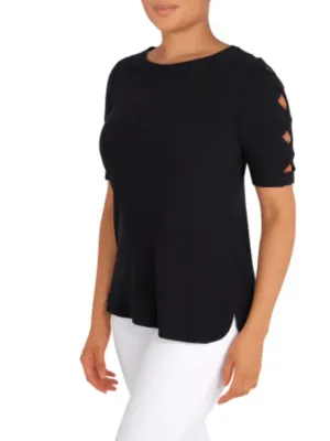 Lattice Sleeve Tee - Black FINAL SALE