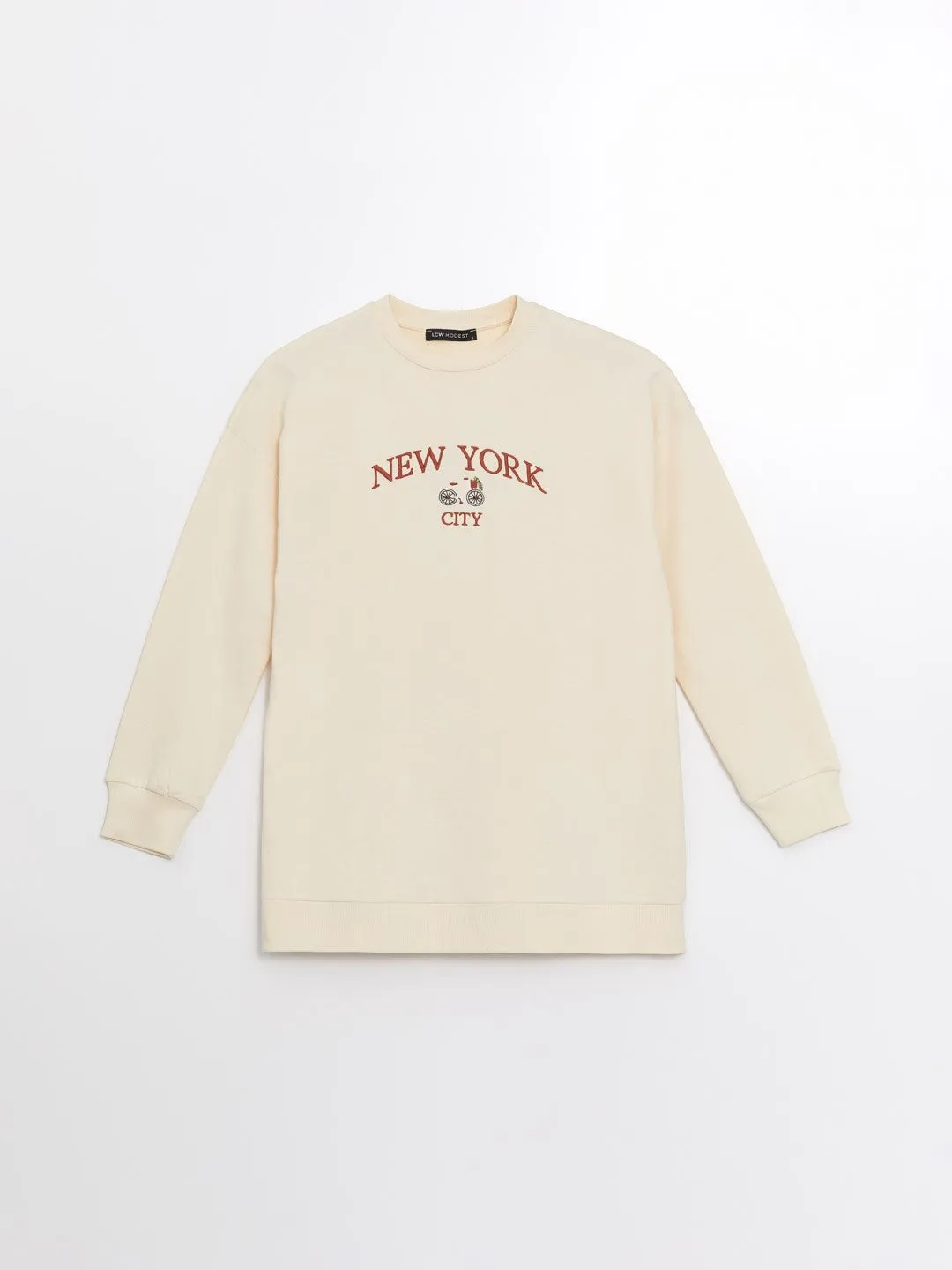 LCW Modest

Skin Color Crew Neck Embroidered Women's Sweatshirt Tunic