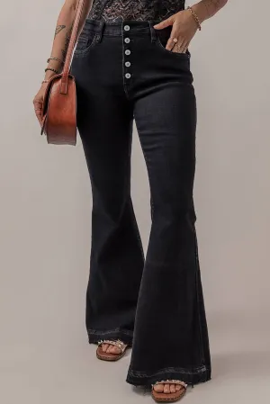 LDC High Waist Button Front Flare Jeans LD7874