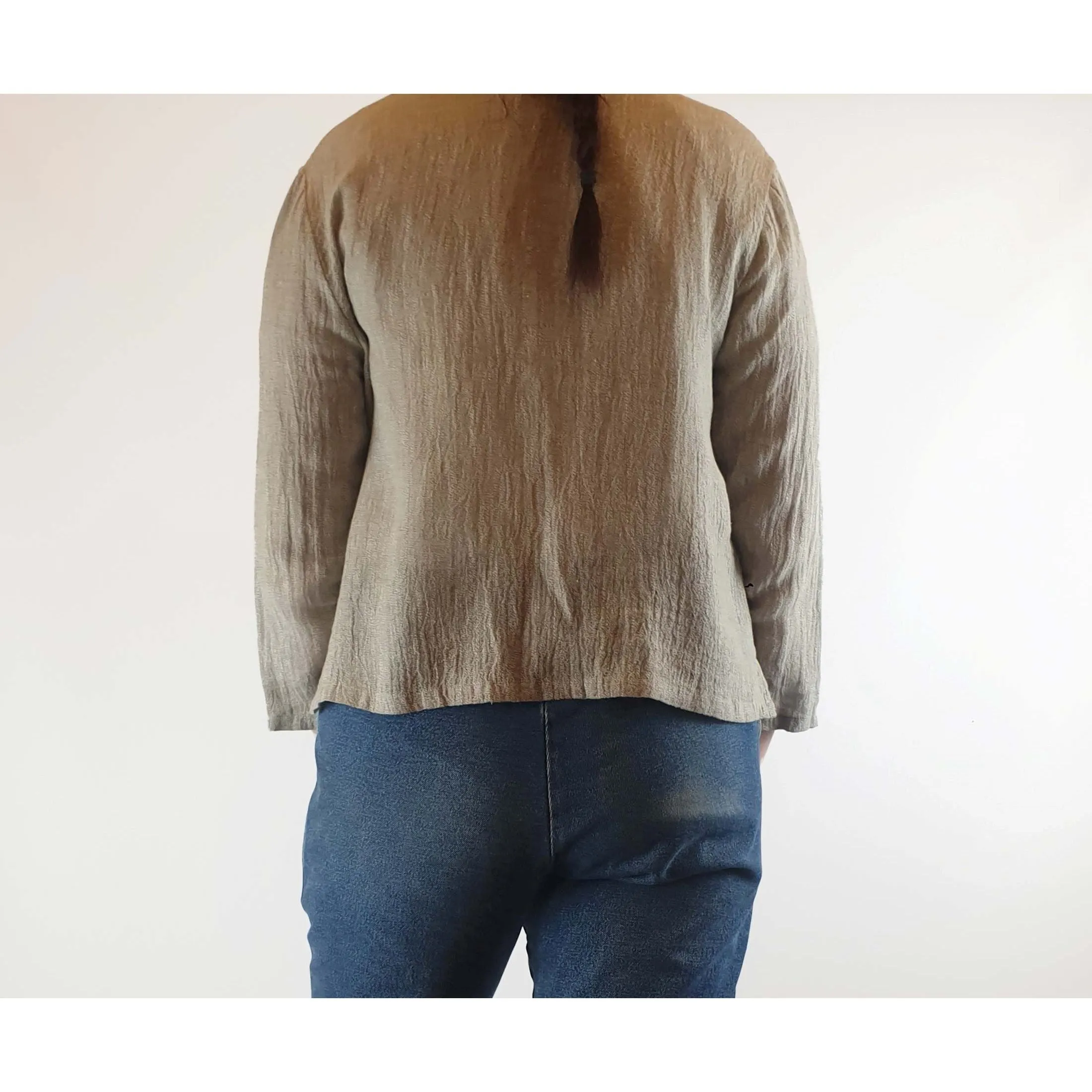 Lee Mathews grey 100% linen cardigan with drawstring at the neck size 3 (best fits 12-14)