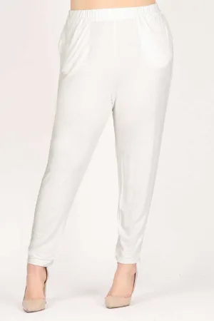 LEG-12 {Forward Motion} Ivory Joggers w/Pockets PLUS SIZE 1X 2X 3X