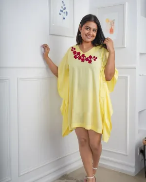Lemon Cotton Blend Plus Size Tunic For Women-Breathtaking