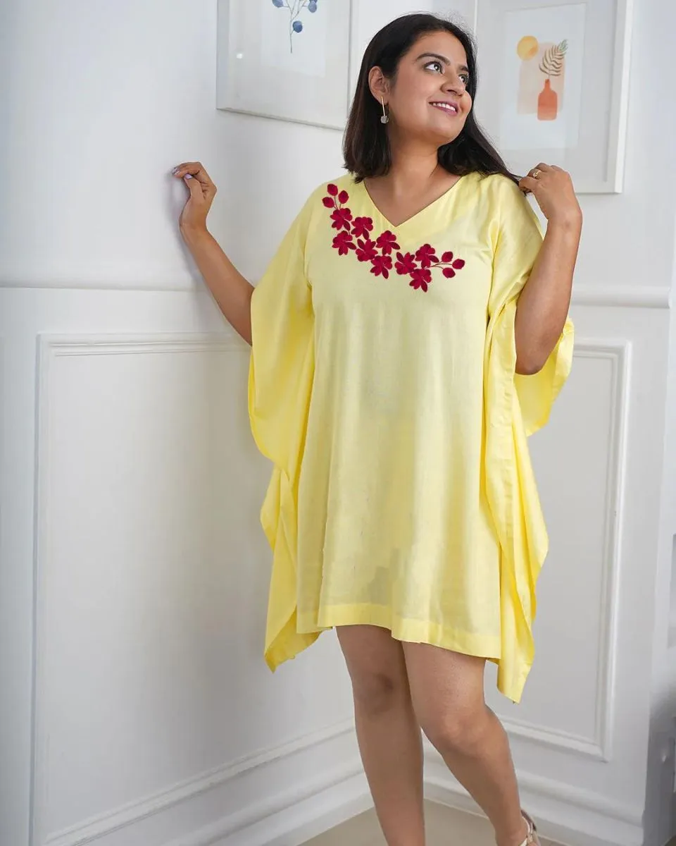 Lemon Cotton Blend Plus Size Tunic For Women-Breathtaking