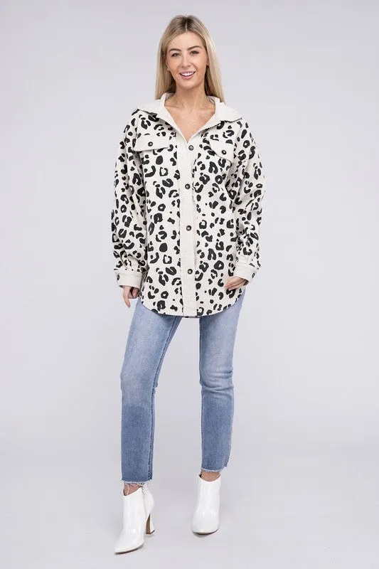 Leopard Corduroy Buttoned Jacket - 2 colors