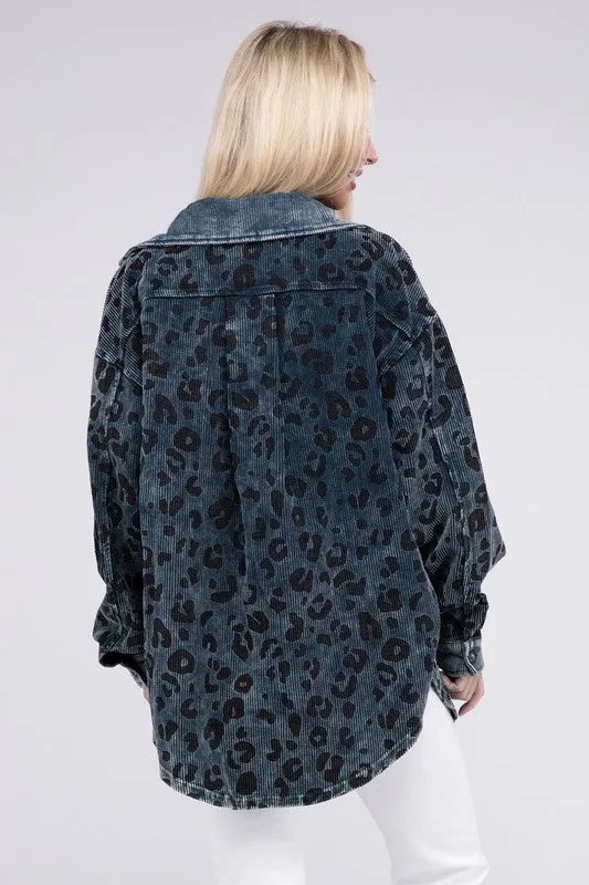 Leopard Corduroy Buttoned Jacket - 2 colors