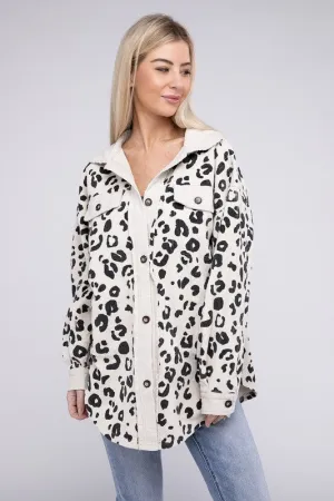 Leopard Corduroy Buttoned Jacket - 2 colors