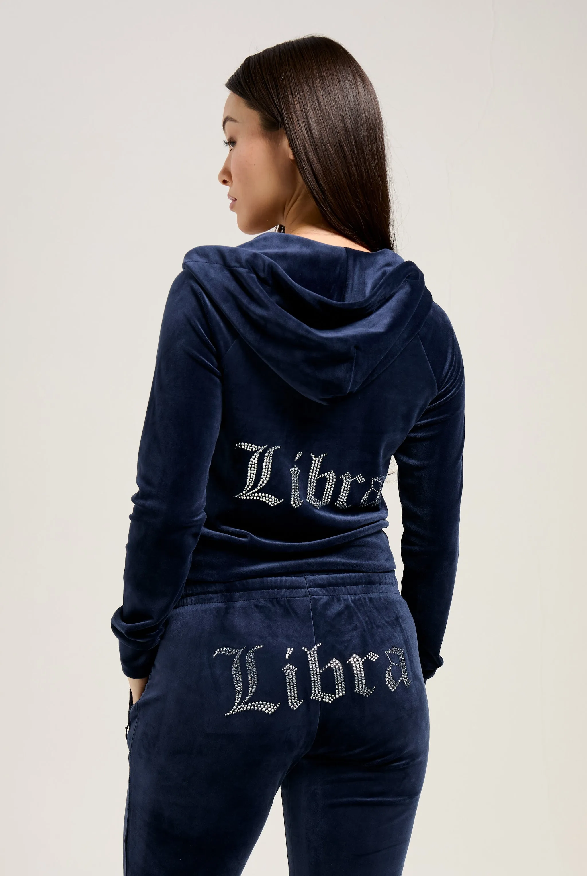'LIBRA' NIGHT SKY VELOUR DIAMANTÉ TRACKSUIT BOTTOM