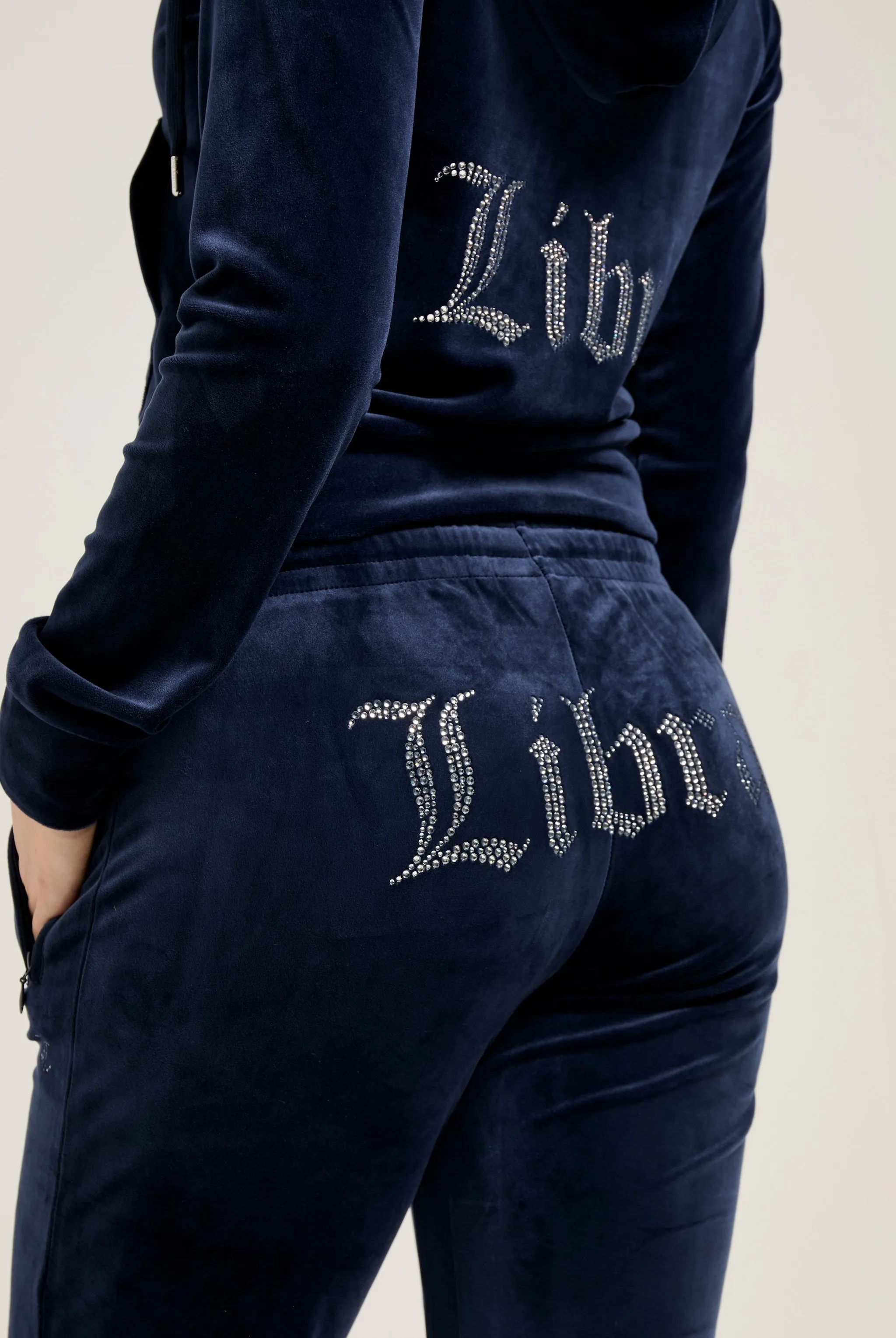 'LIBRA' NIGHT SKY VELOUR DIAMANTÉ TRACKSUIT BOTTOM