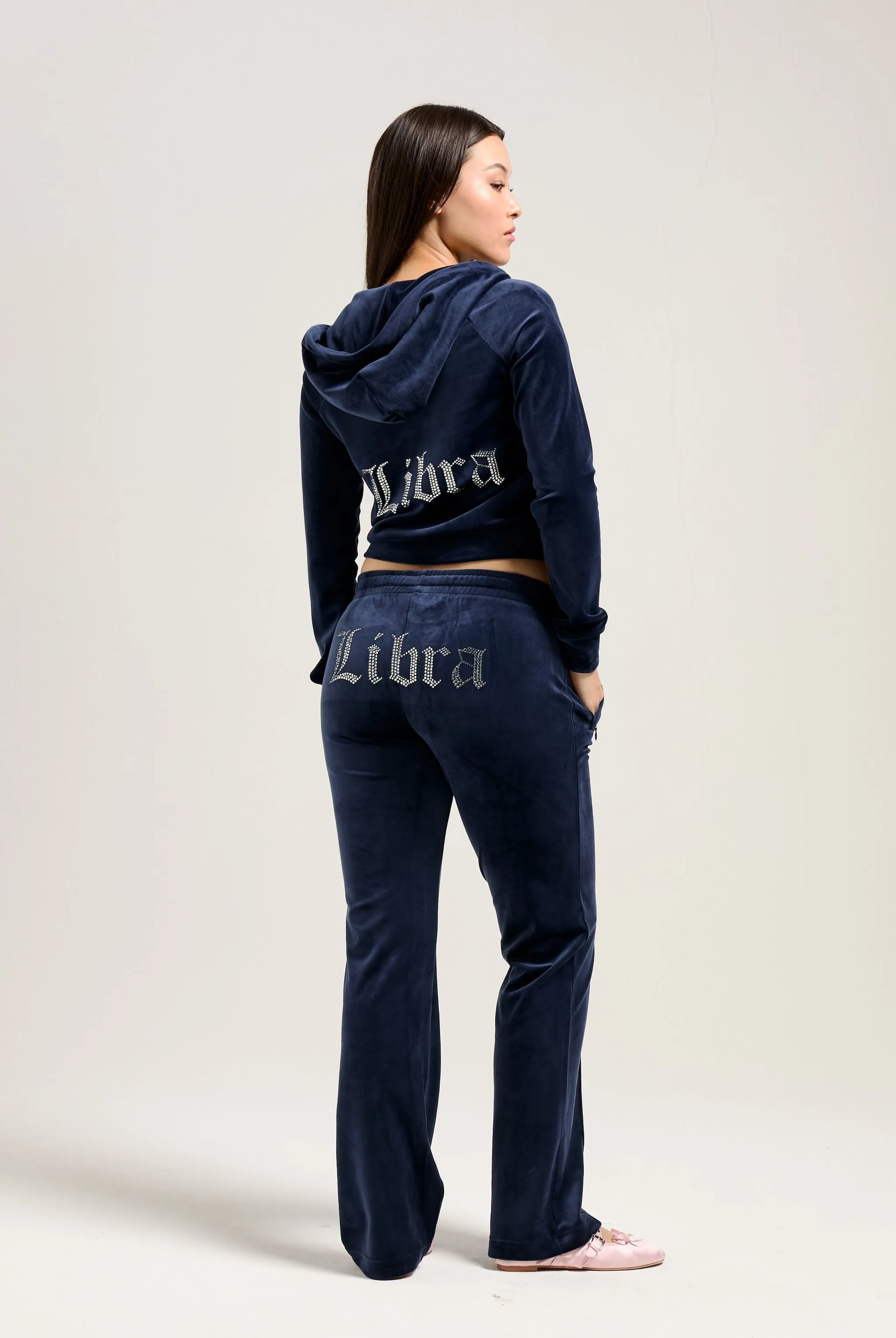 'LIBRA' NIGHT SKY VELOUR DIAMANTÉ TRACKSUIT BOTTOM
