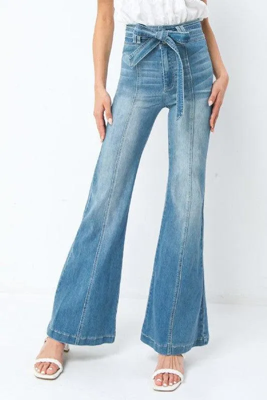 light washed denim featuring high waist