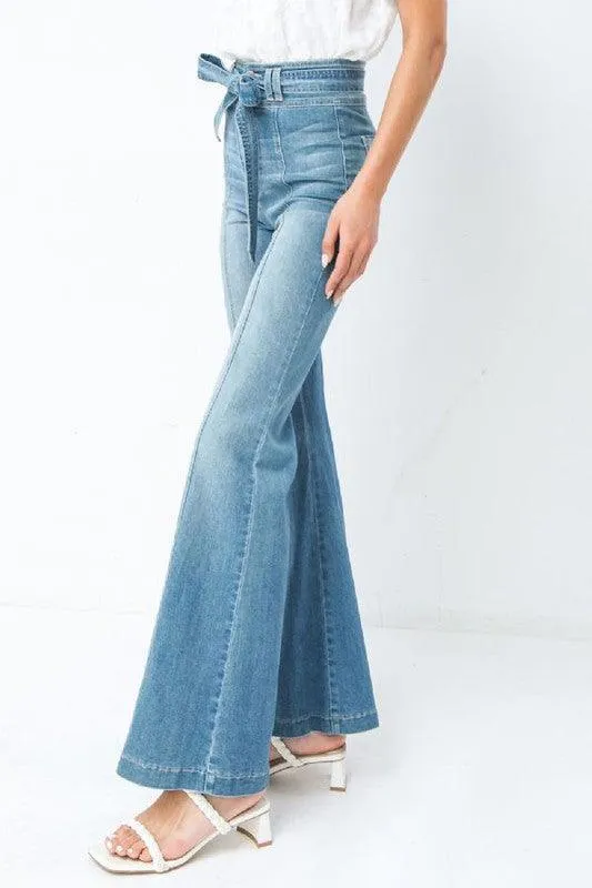 light washed denim featuring high waist