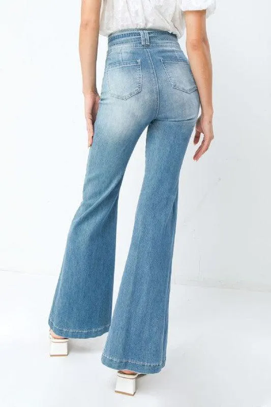 light washed denim featuring high waist