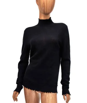 Lightweight Cashmere Top with Fray Hem Sweater