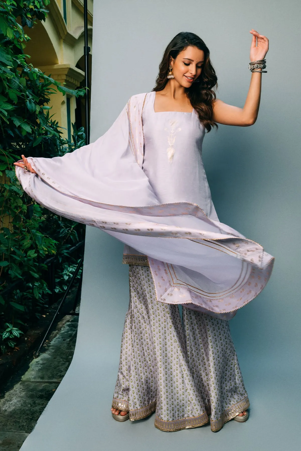 Lilac pixie dust sharara set