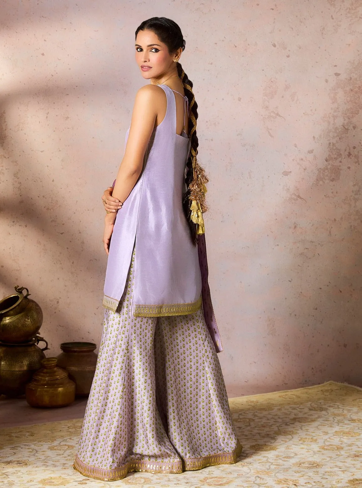 Lilac pixie dust sharara set