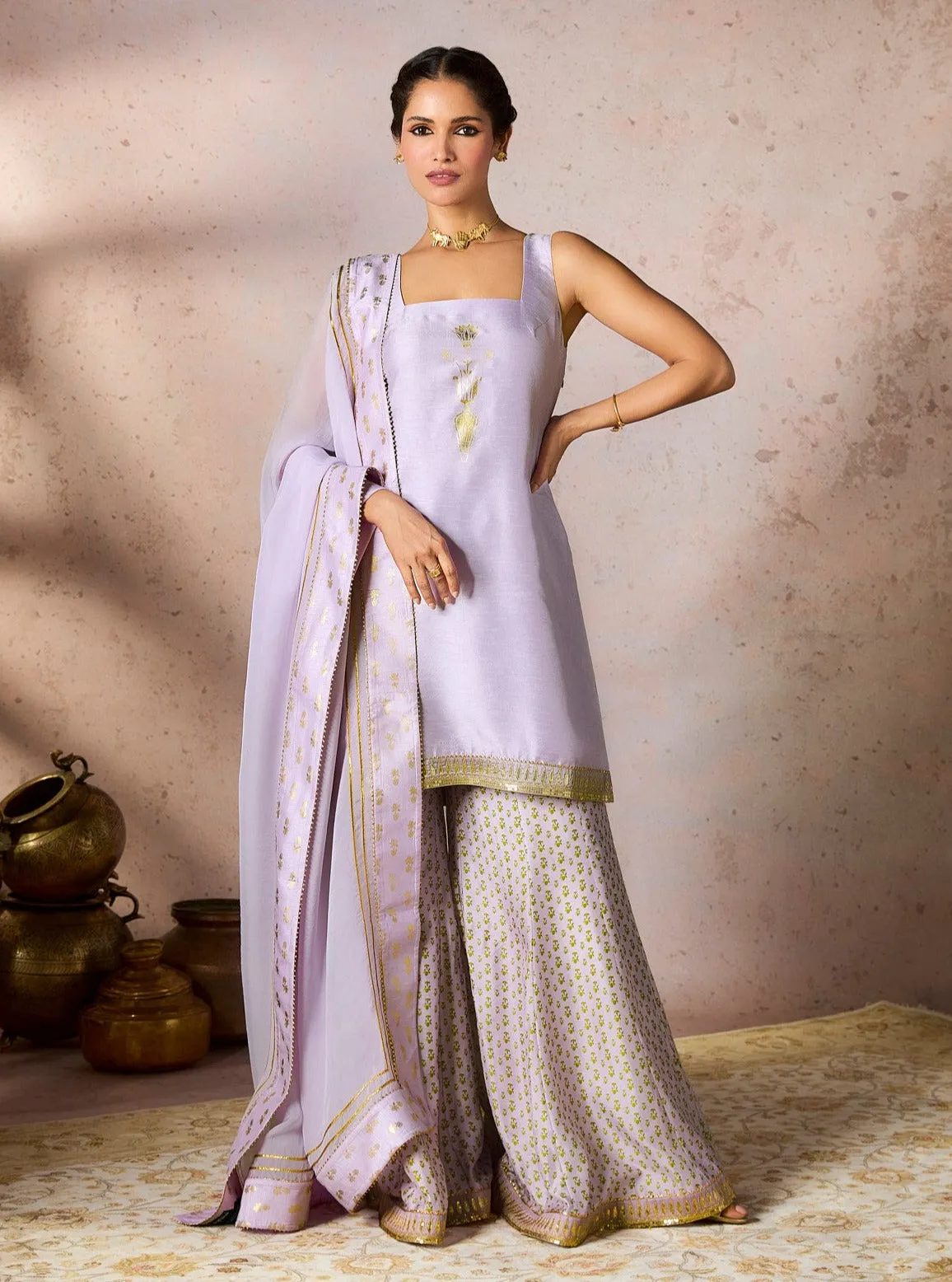Lilac pixie dust sharara set
