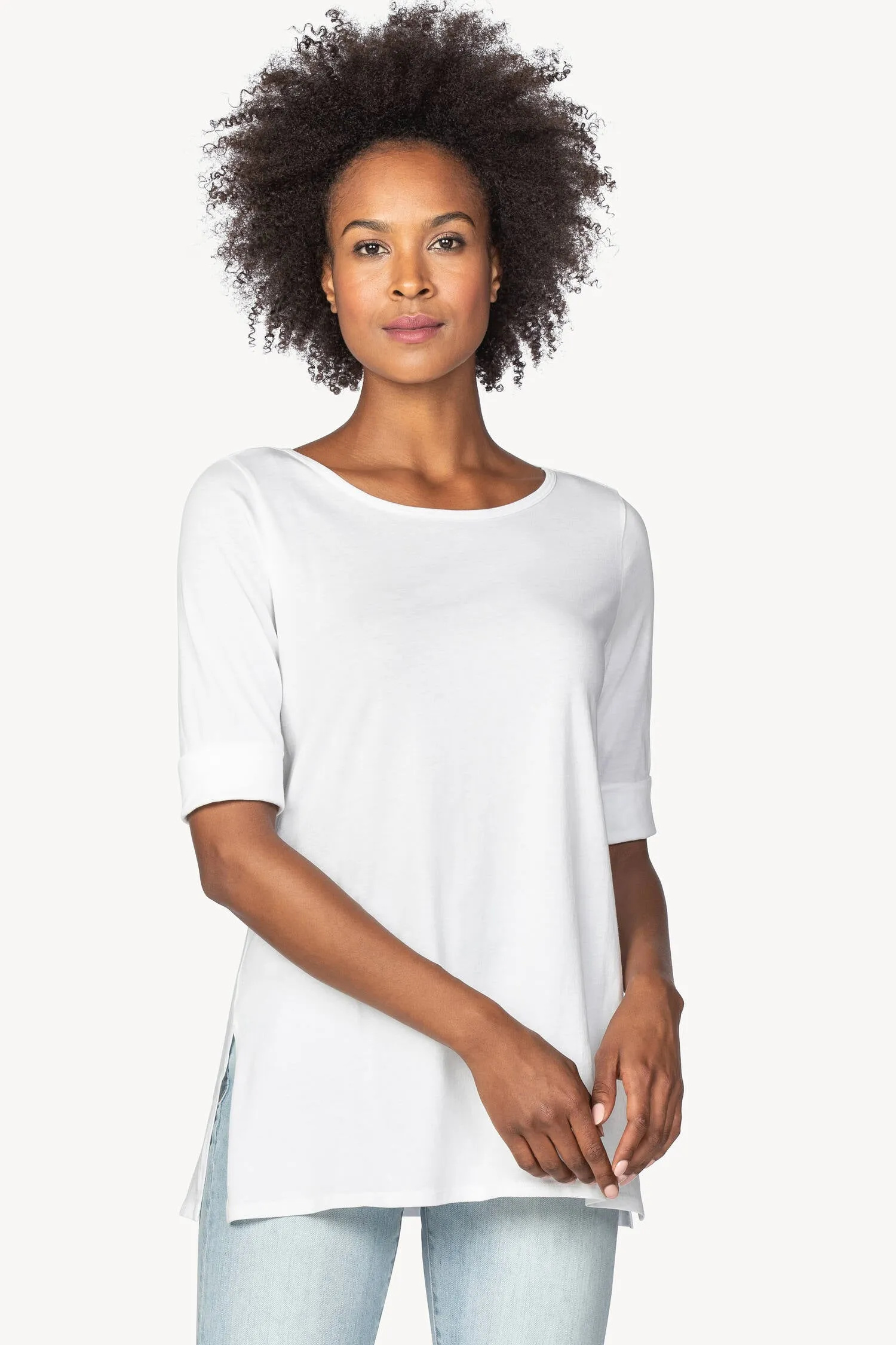 LILLA P ROLLED ELBOW SLEEVE TUNIC