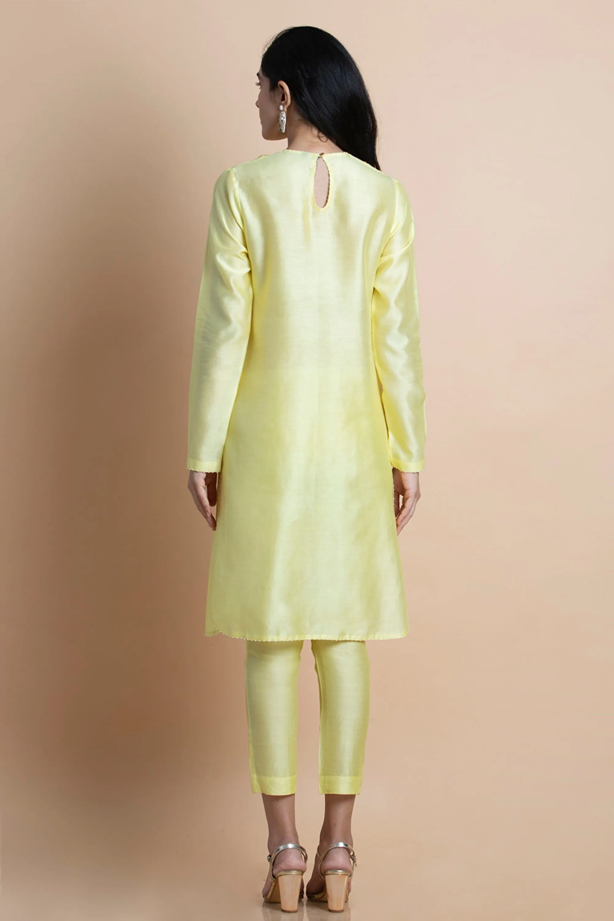 Lime Yellow Hand Embroidered Tunic