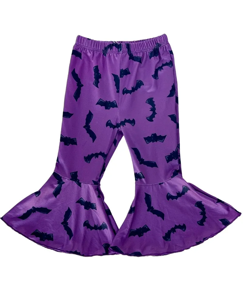 Lina Pleated Bell Bottoms - Purple Bats