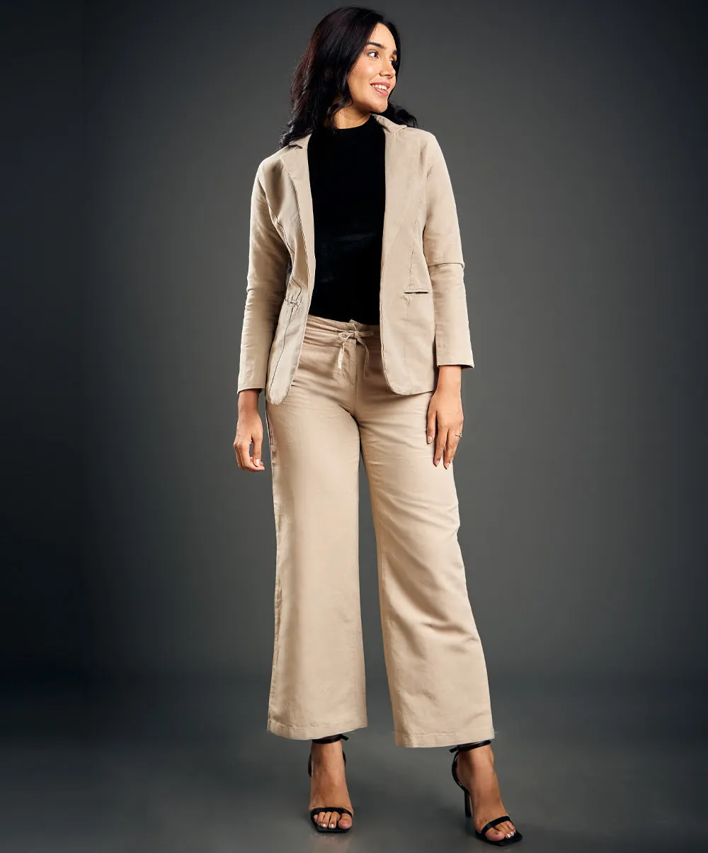 Linen Basic Formal Beige Jacket