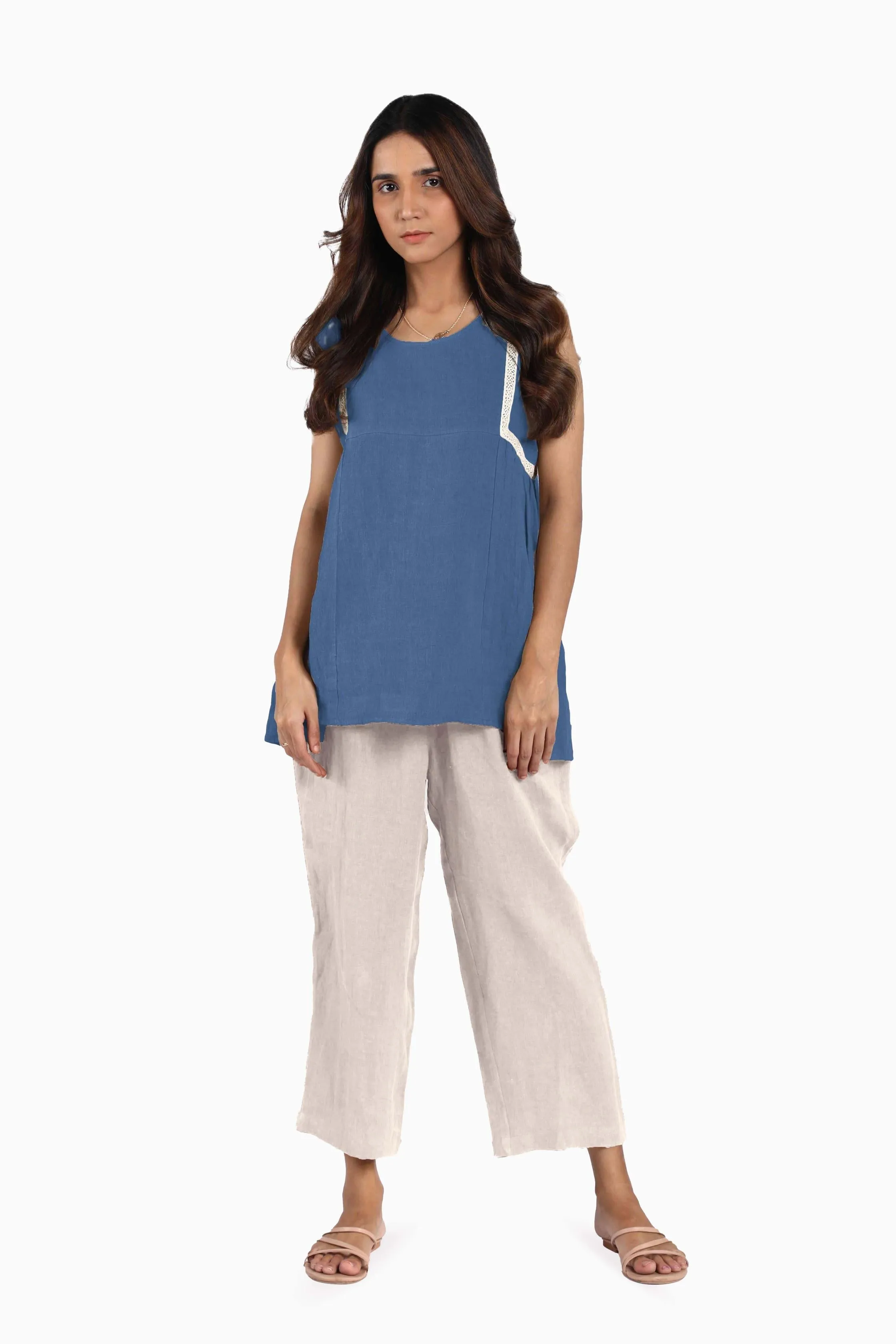 Linen Crystal Top-Petal Pink