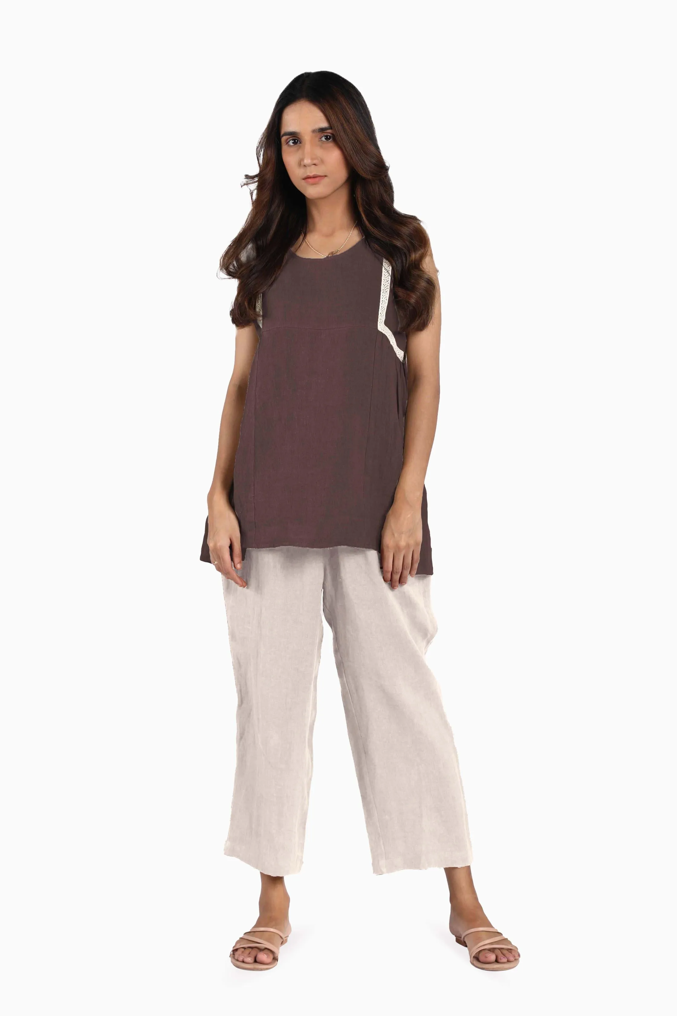 Linen Crystal Top-Petal Pink