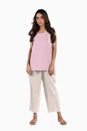 Linen Crystal Top-Petal Pink