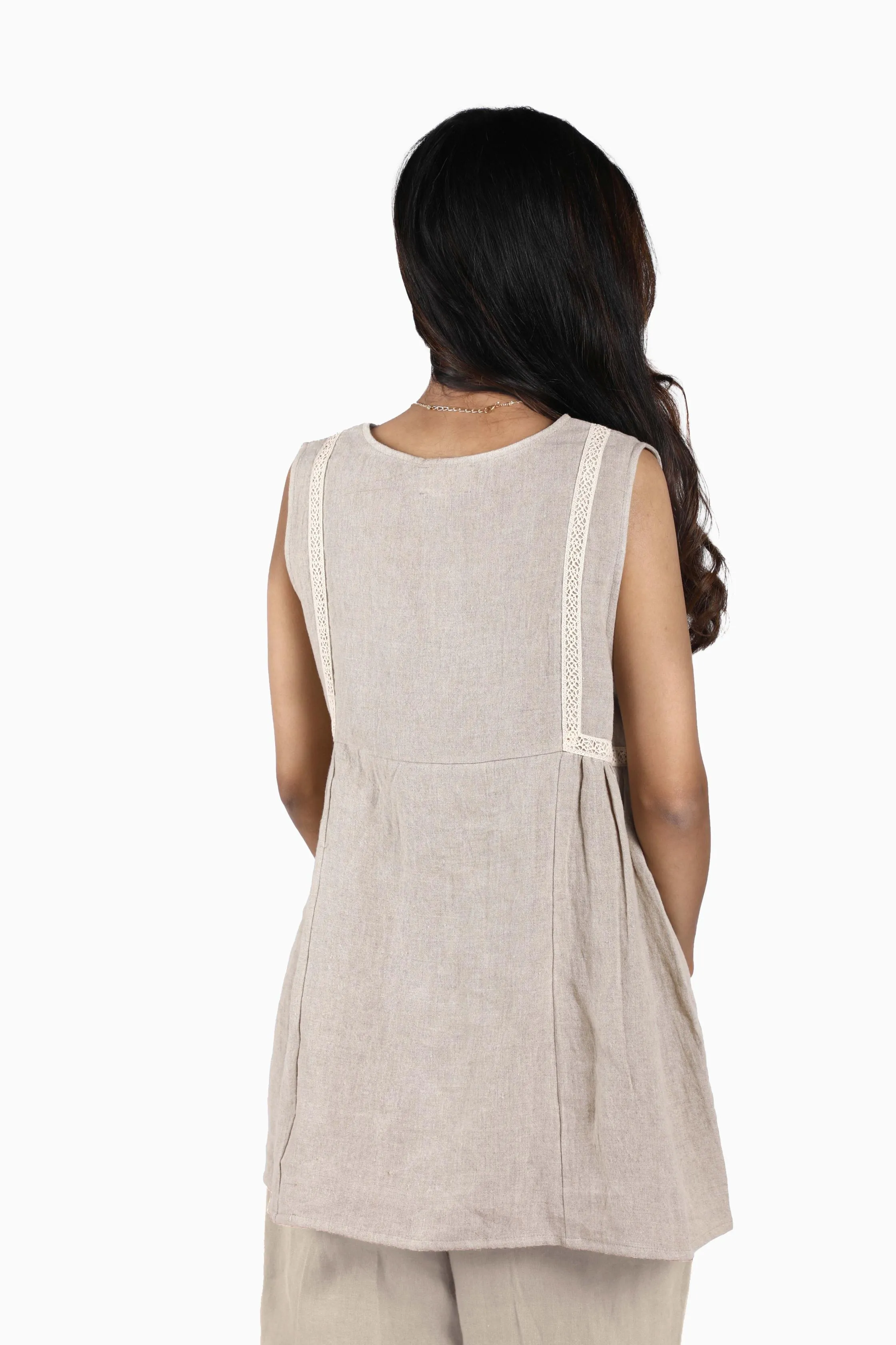 Linen Crystal Top-Petal Pink
