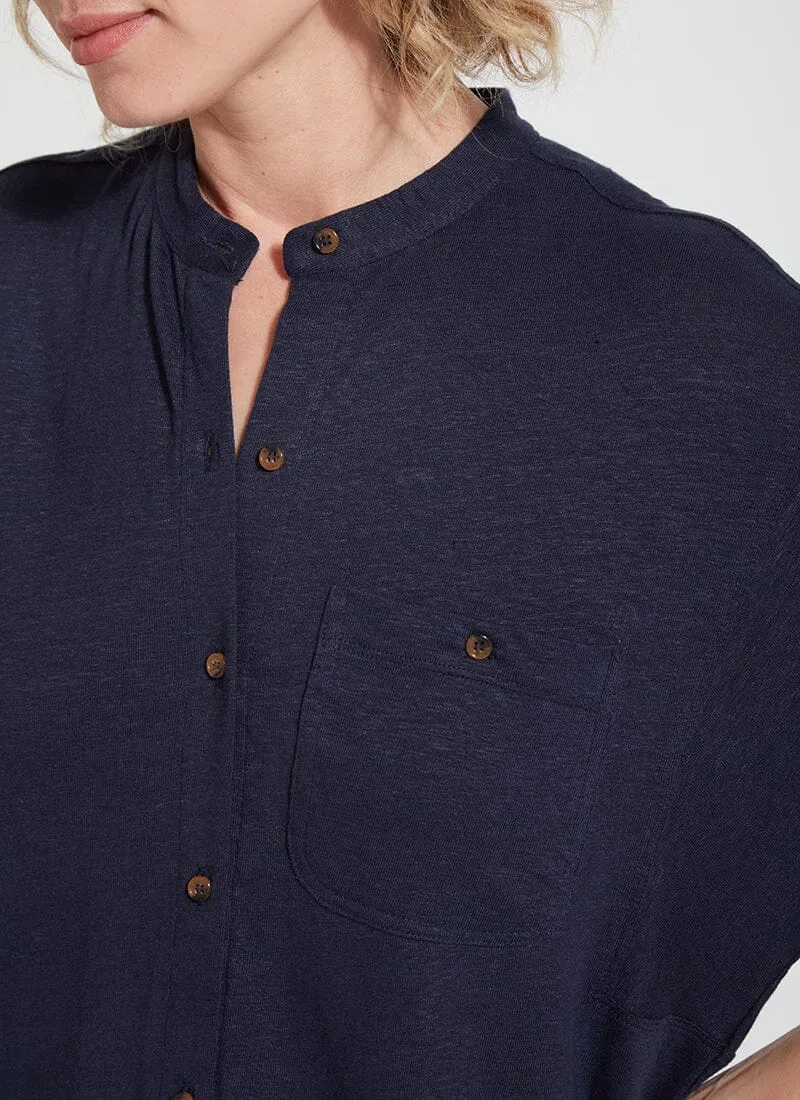 Linen Jersey Button Down
