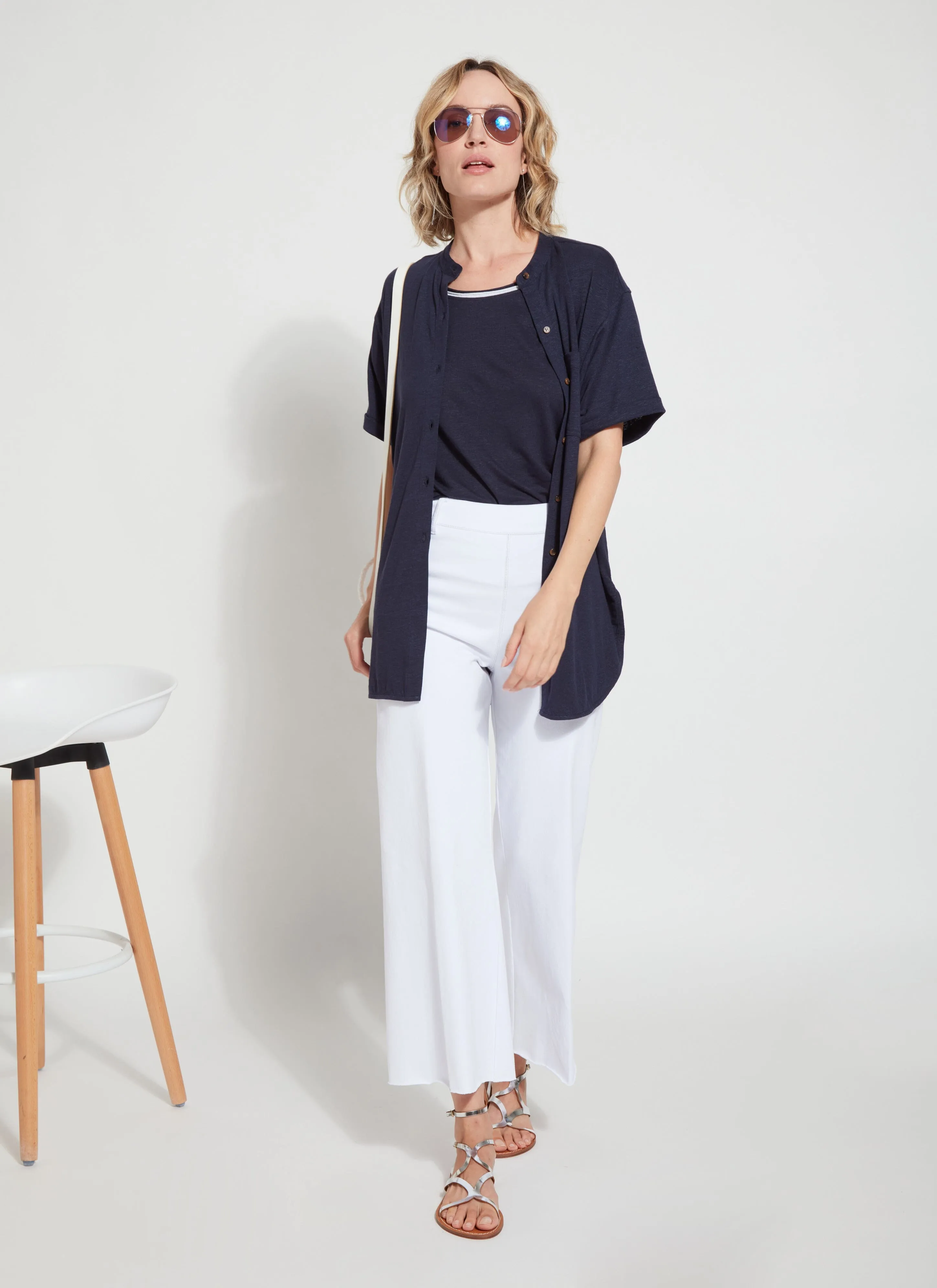 Linen Jersey Button Down