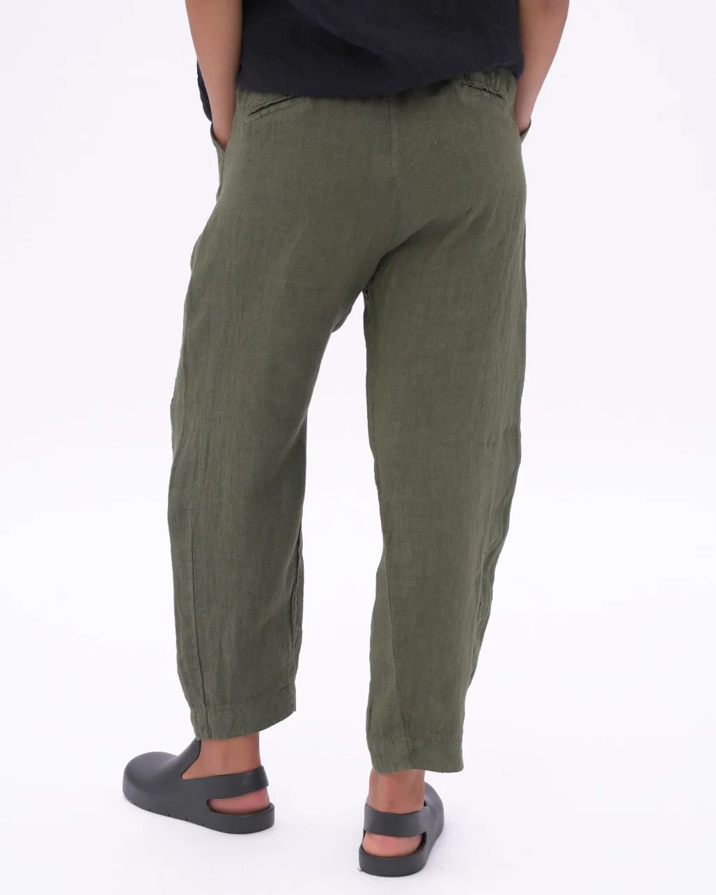 Linen Pleated Elastic Waist Pants