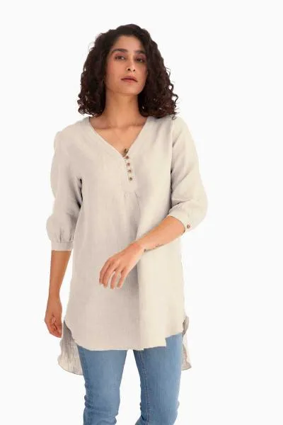 Linen Primrose Top-Misty Lilac